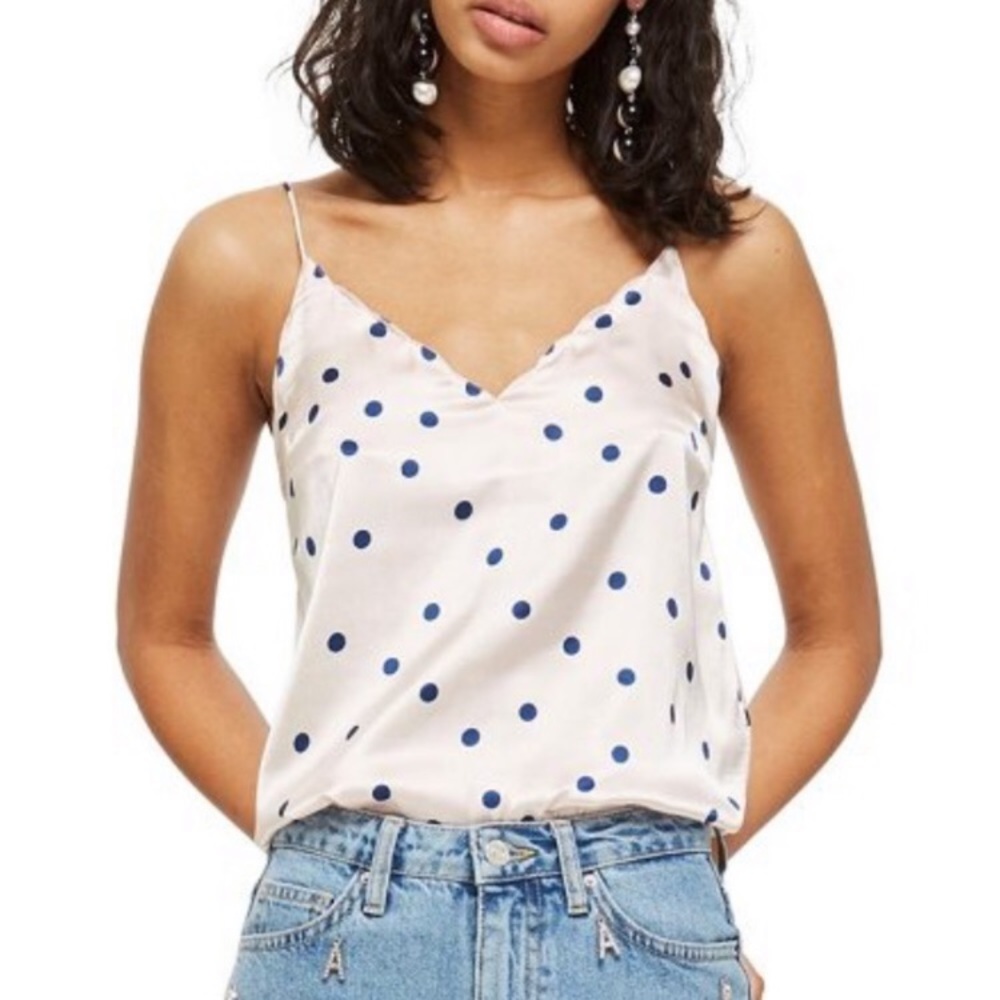 Top shop satin looking scalloped tank